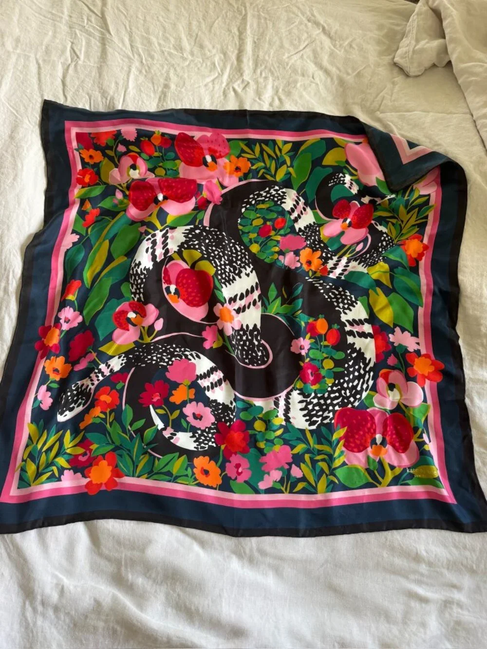 Kate Spade Silk Scarf - Garden Snake 100% Silk 34